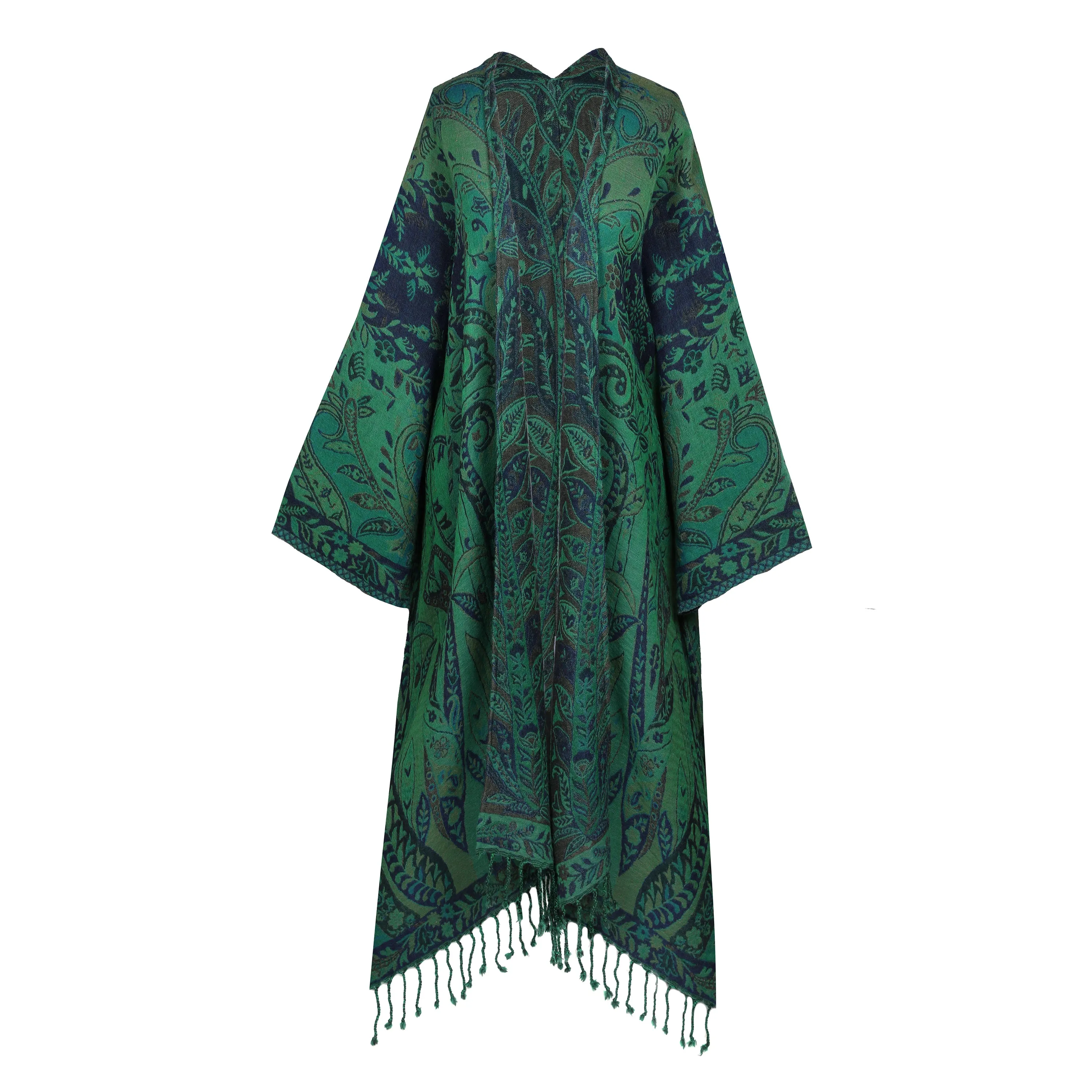 Verde Verdi Green Paisley Kimono Coat Reversible