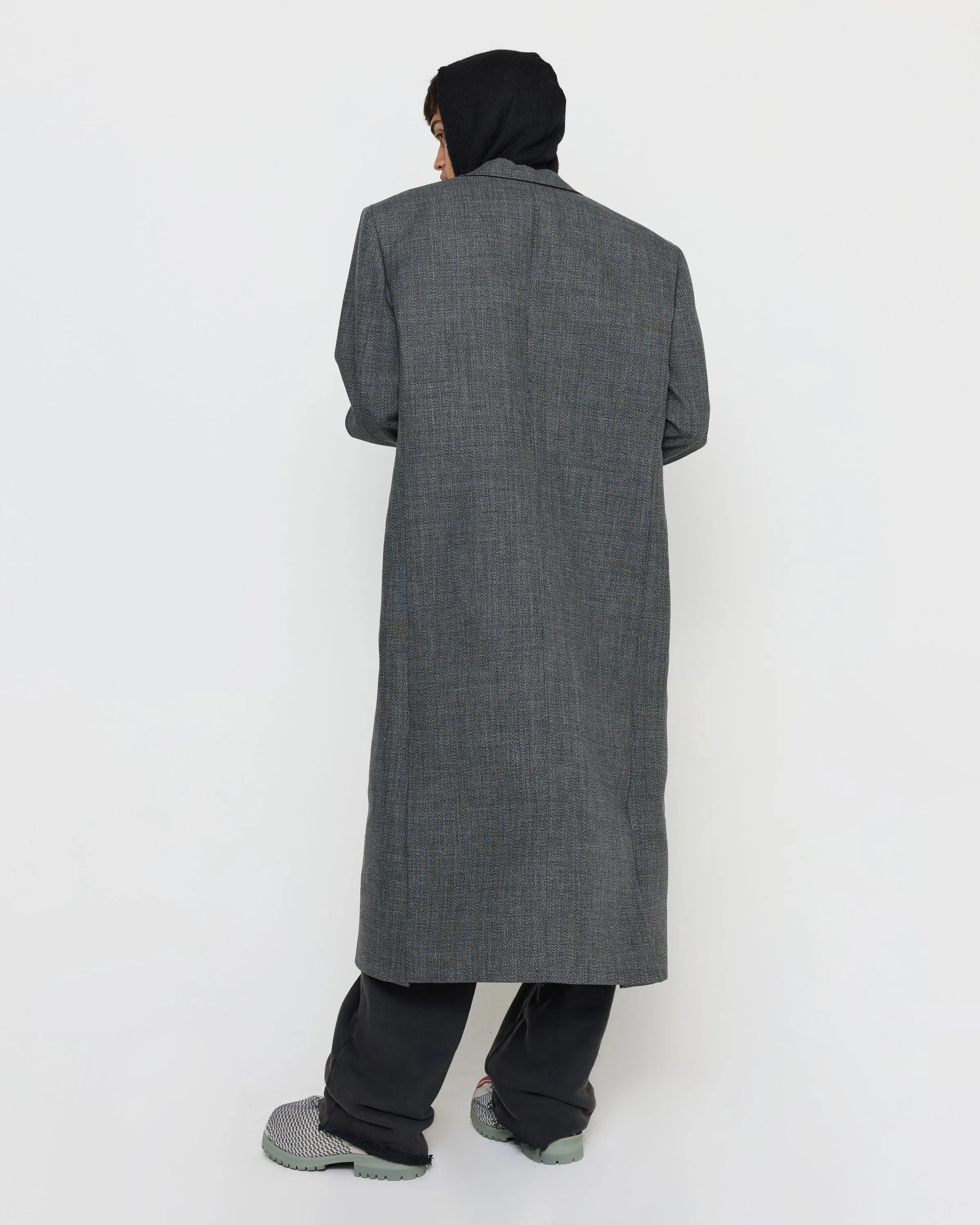 Virgin Wool Overcoat in Salt & Pepper