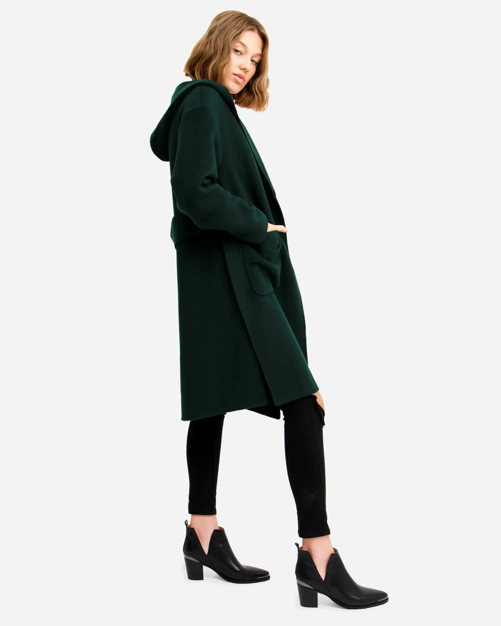 Walk This Way Wool Blend Oversized Coat - Dark Green