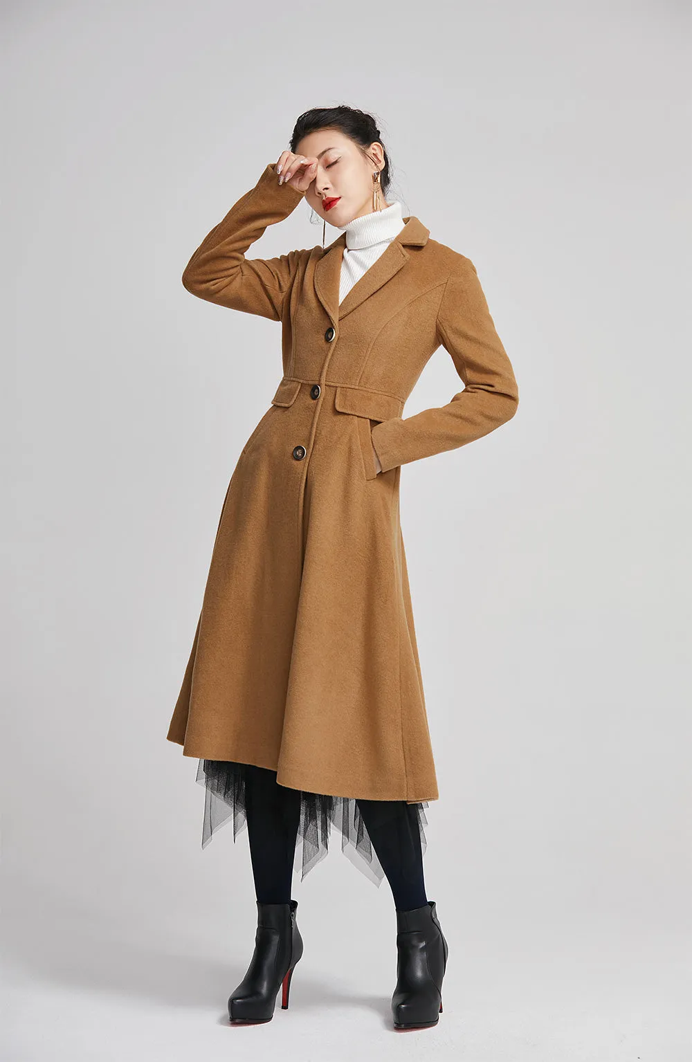 warm winter coat for women with single breasted and pockets 2251