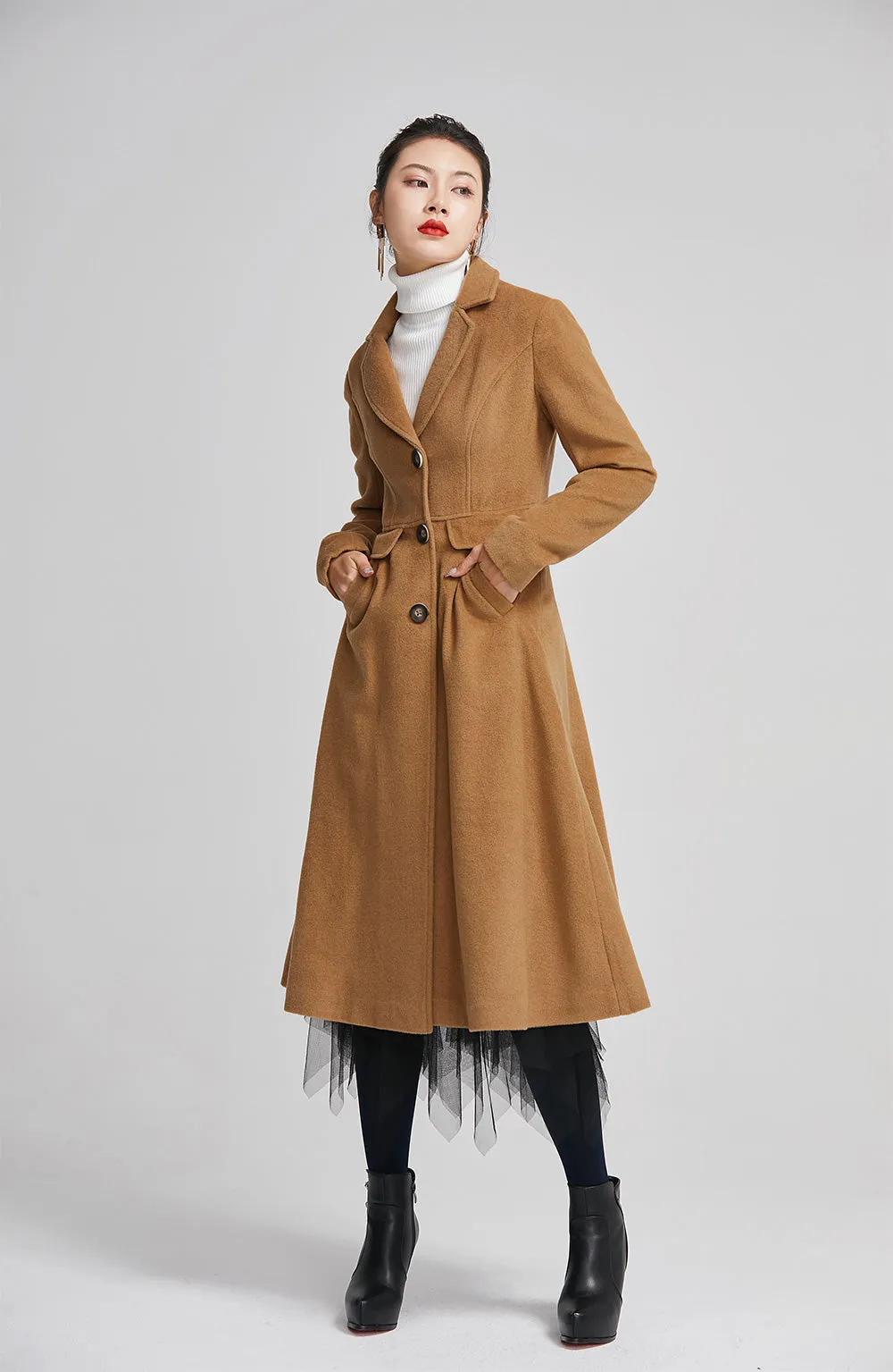 warm winter coat for women with single breasted and pockets 2251