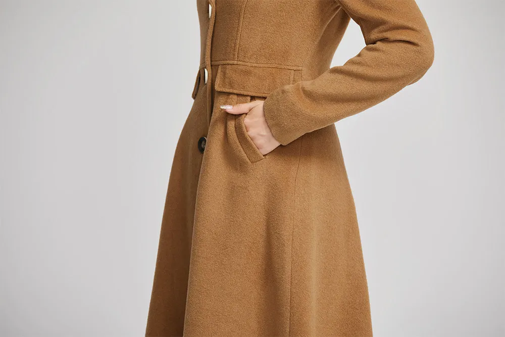 warm winter coat for women with single breasted and pockets 2251