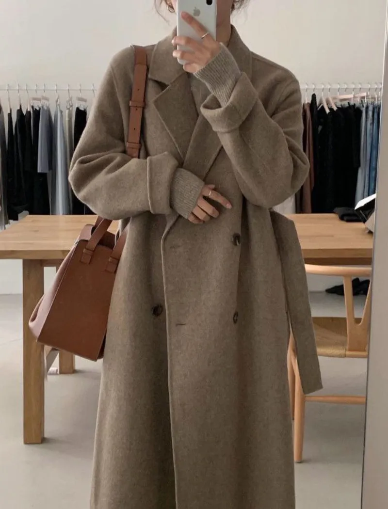 Winter Coat, Wool Coat, Long Wool Coat Women, Robe Coat Patrin in Beige