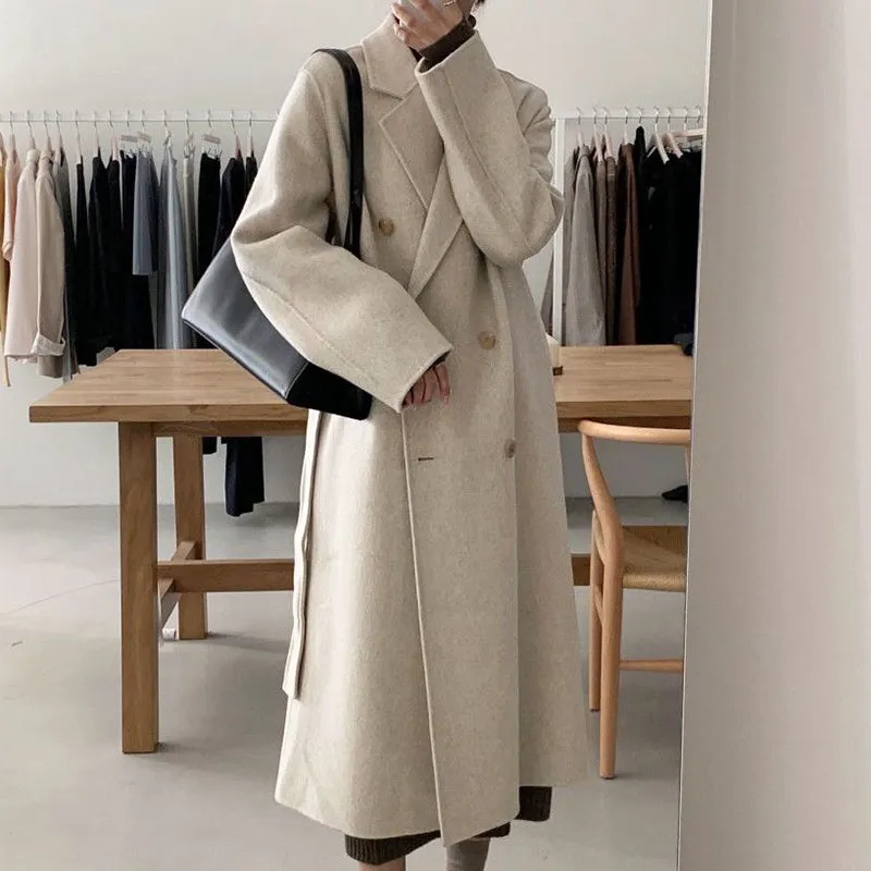 Winter Coat, Wool Coat, Long Wool Coat Women, Robe Coat Patrin in Beige