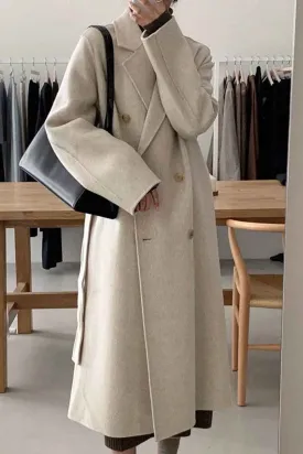 Winter Coat, Wool Coat, Long Wool Coat Women, Robe Coat Patrin in Beige