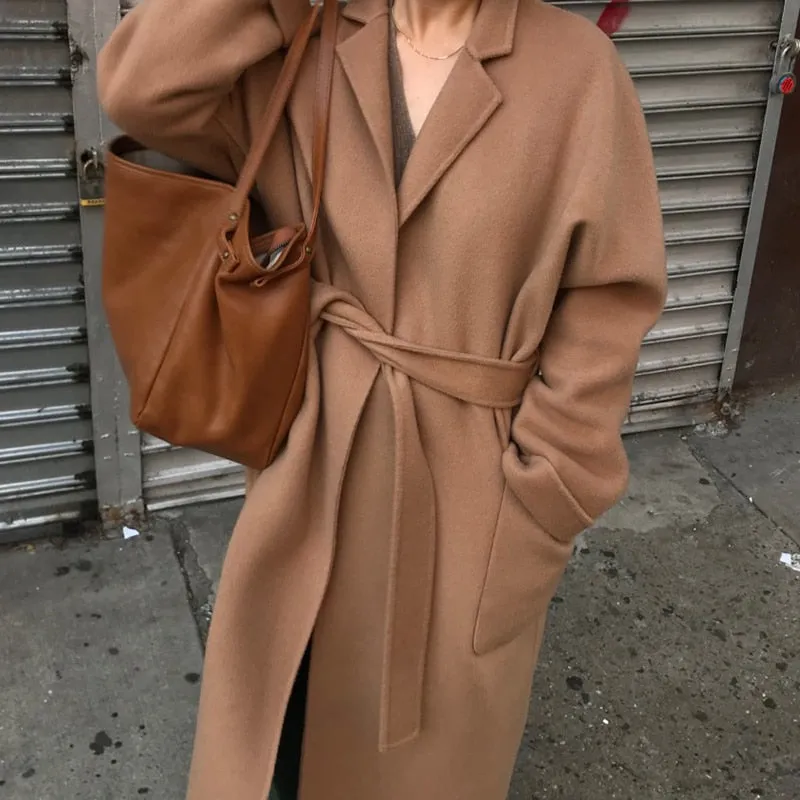 Winter Coat, Wool Coat, Long Wool Coat Women, Robe Coat Reina in Brown