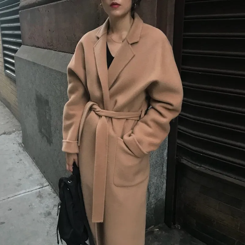 Winter Coat, Wool Coat, Long Wool Coat Women, Robe Coat Reina in Brown