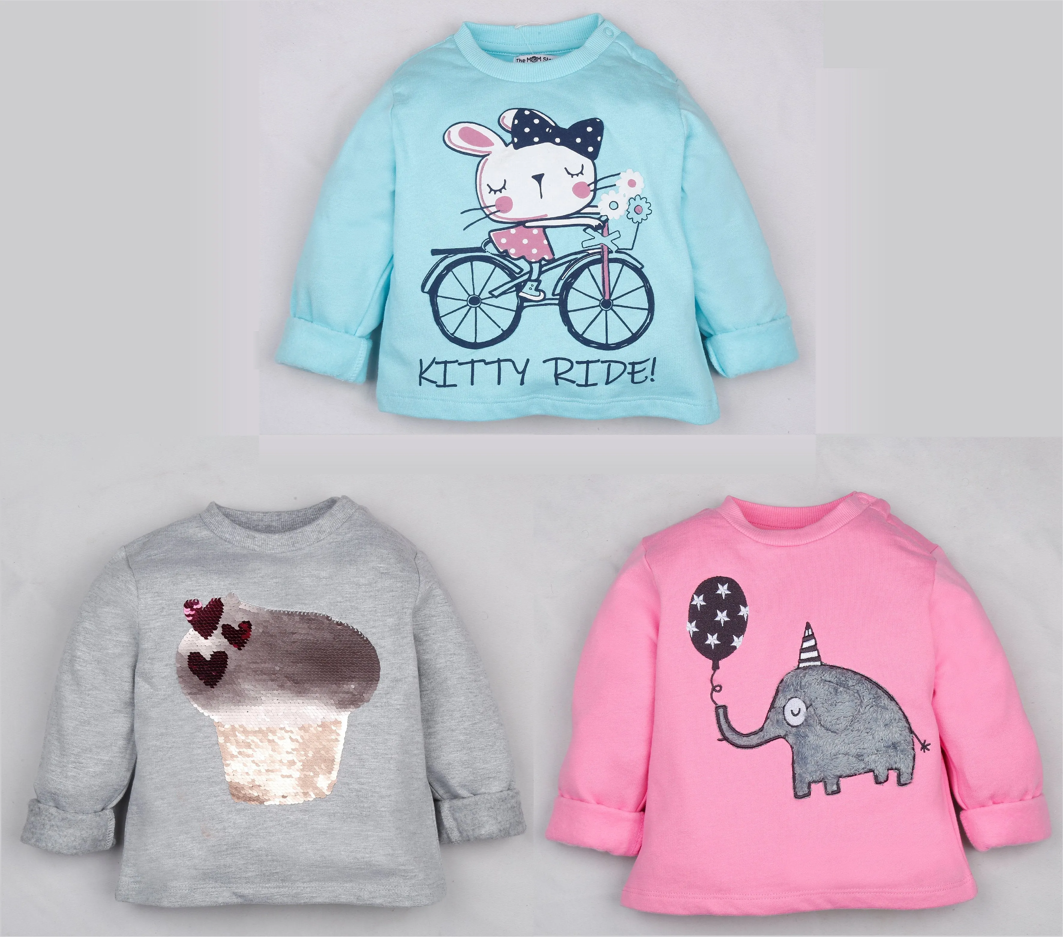 Winter Sweatshirt Combo - Cupcake, Elephant and Kitty