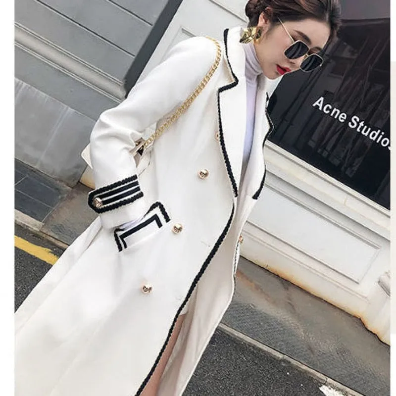 Women's Fashion Wool Coat ladies Autumn Winter Thick Warm V Neck Belt